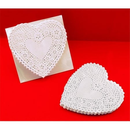 School Smart School Smart 085612 Paper Die-Cut Heart Lace Dolly; White; 4 In. Pack - 100 85612